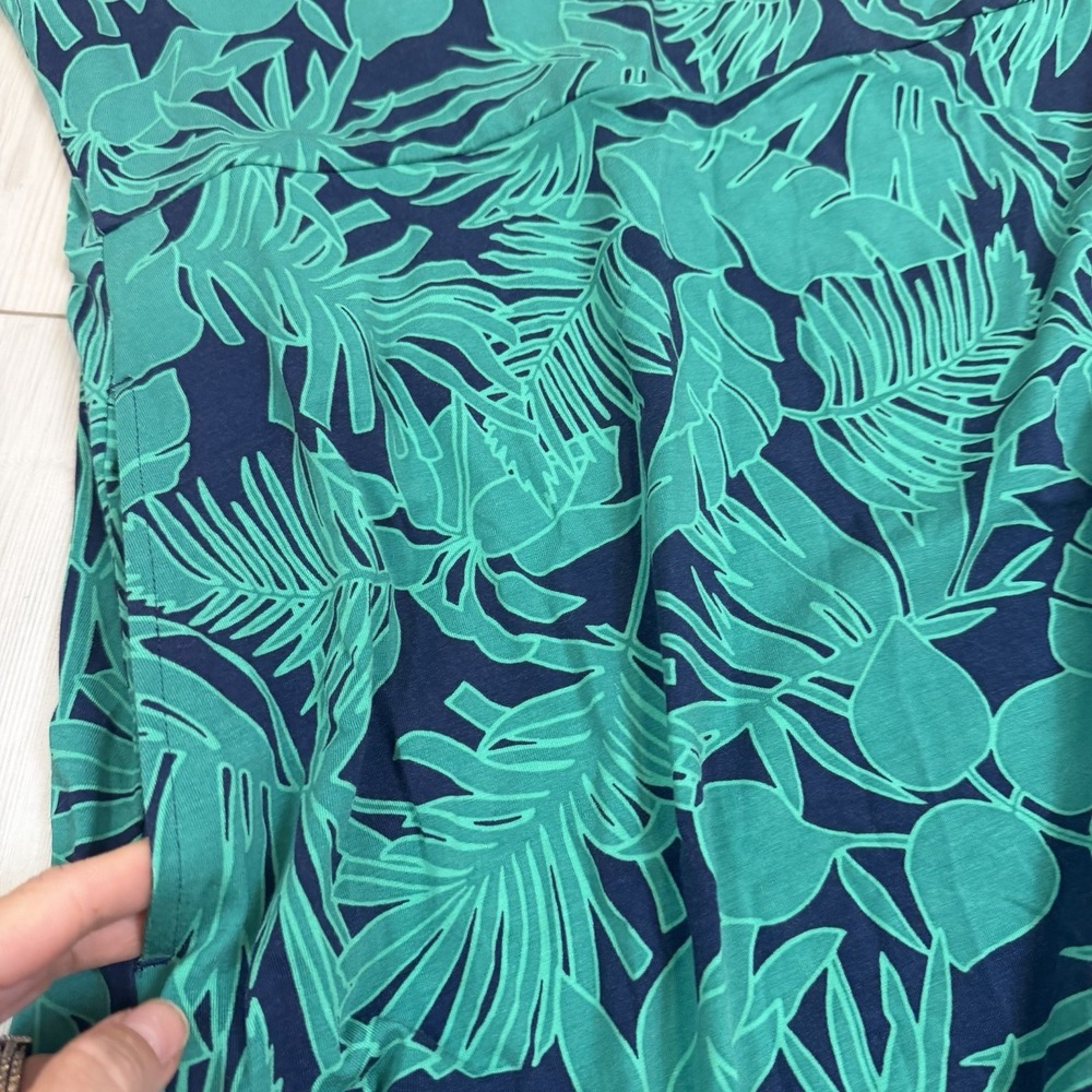 Lands' End square neck tiered maxi dress Size Large Petite 14/16 Sleeveless Leaf - Picture 4 of 10